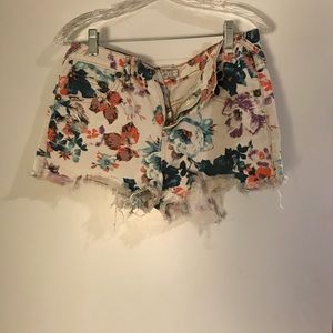 High waisted white denim free people shorts